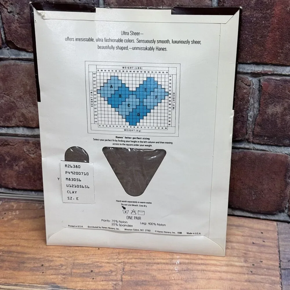 Vintage‎ Hanes Ultra Sheer Control Top Pantyhose Size E--Style 710 -Clay